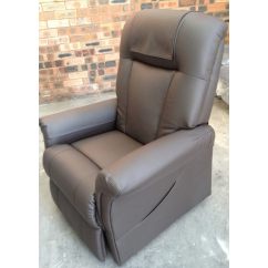 PowerLift / Recliner Chair - Twin Motor Ontario Brown Faux Leather  Seat 90 x 540 mm