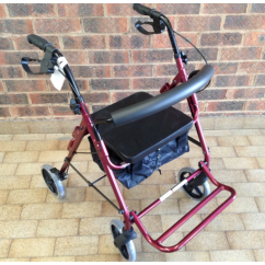 Seat walker - 8 inch Wheel - MUW 130kg Trekker Duo - Footrest - Burgundy with handbrakes